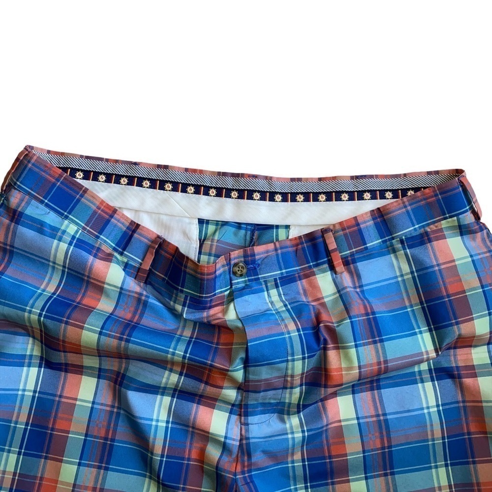 BH Golf Shorts men’s Blue Orange and Green Plaid - Picture 2 of 7